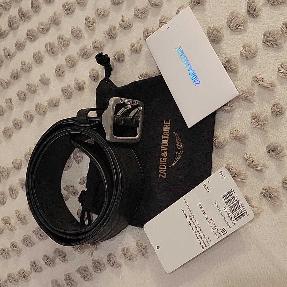 ZADIG AND VOLTAIRE BLACK LEATHER BELT SILVER BUCKLE